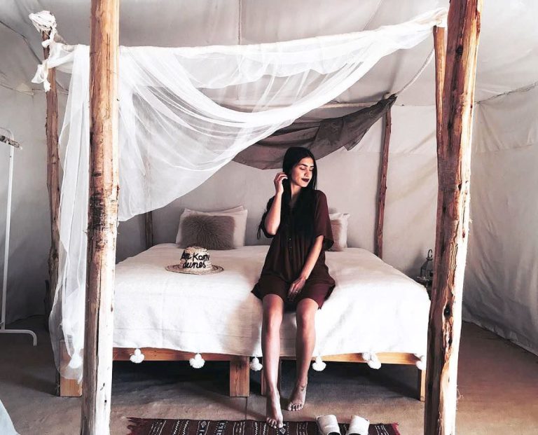 The bed in a haima at Kam Kam Dunes