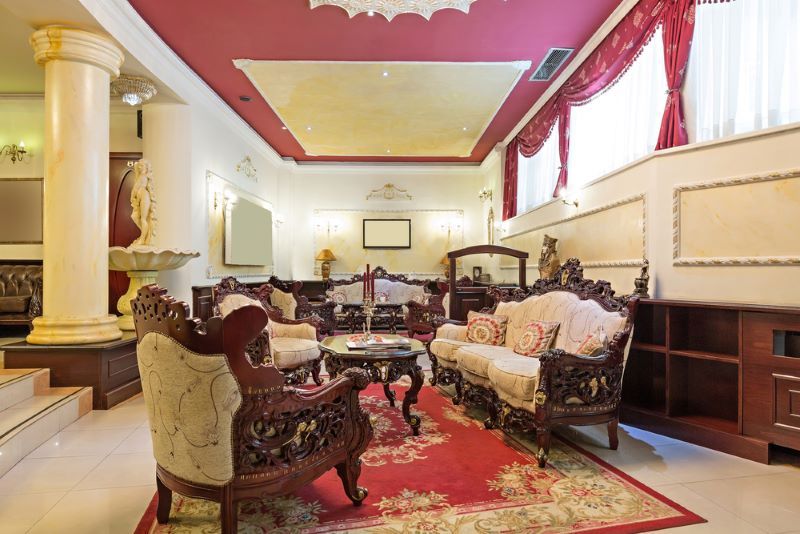 Hotel marroqui o riad marroqui Imagen de la sala de estar de un hotel marroqui