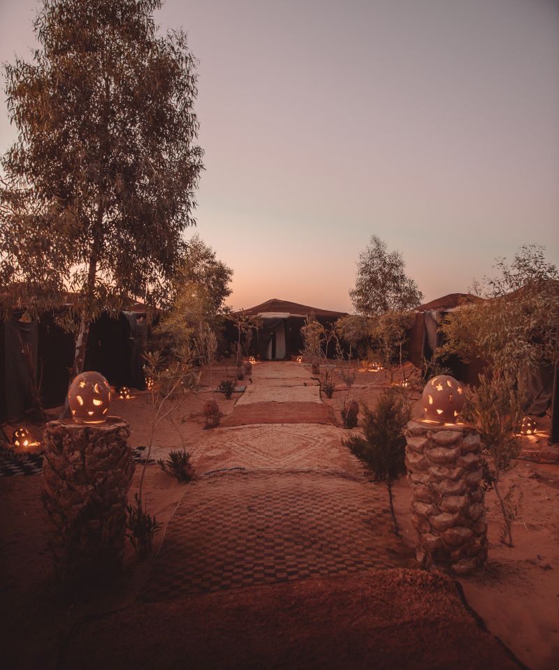 Sleeping in the Sahara desert Camp in the Moroccan desert